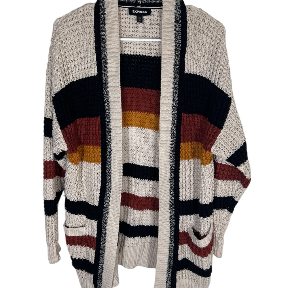Express Women's Multicolor Striped Cardigan With Pockets Size XS